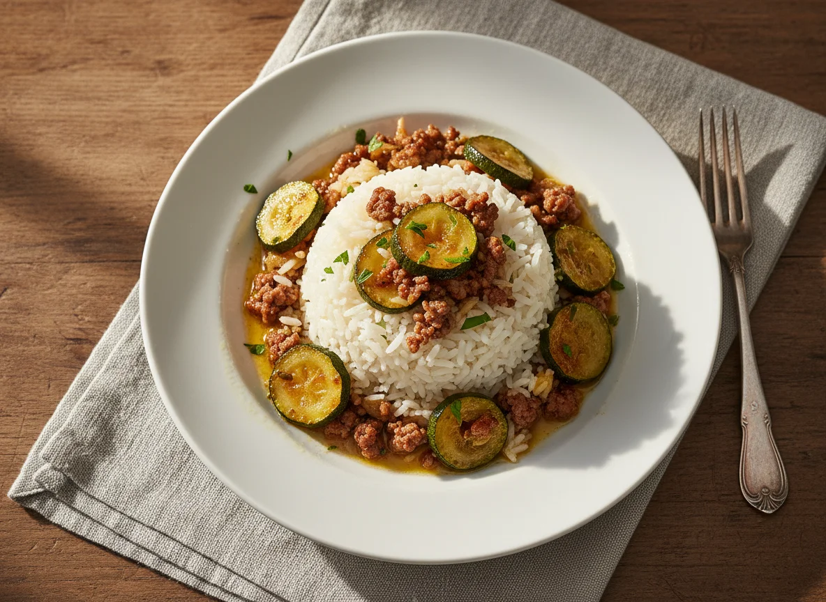 Reis mit Zucchini und Hackfleisch photo