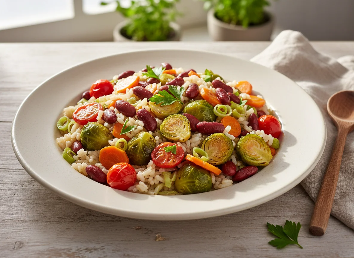 Reis-Bohnen-Pfanne mit Gemüse photo