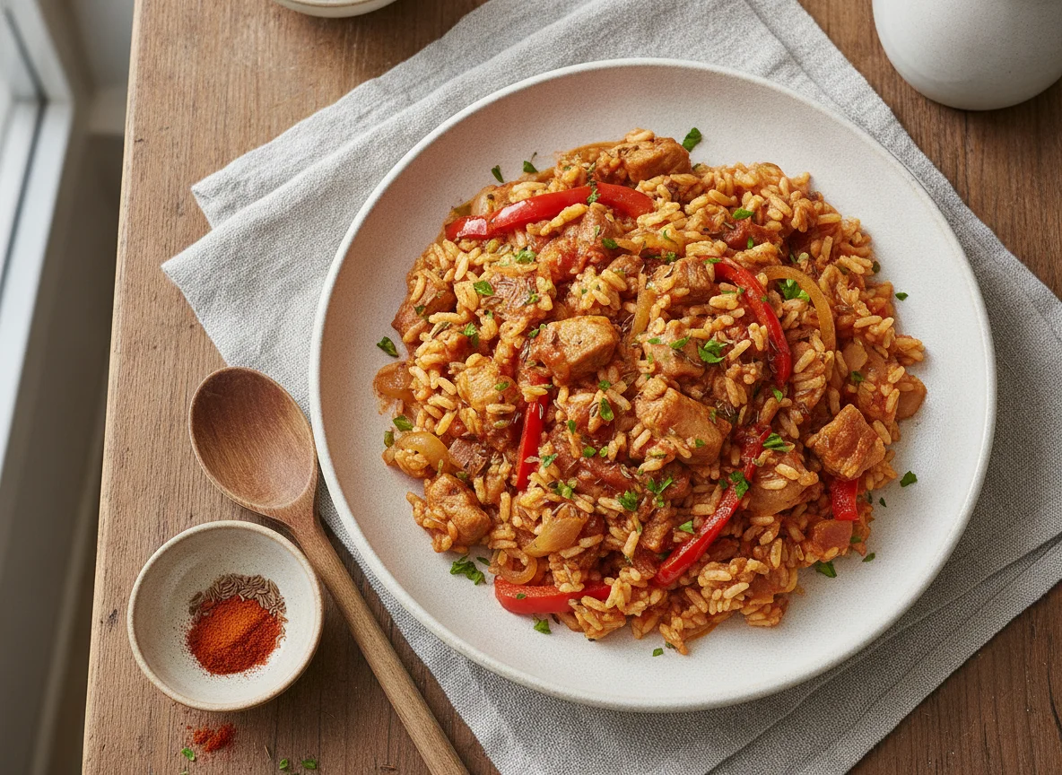 Reisfleisch mit Paprika photo