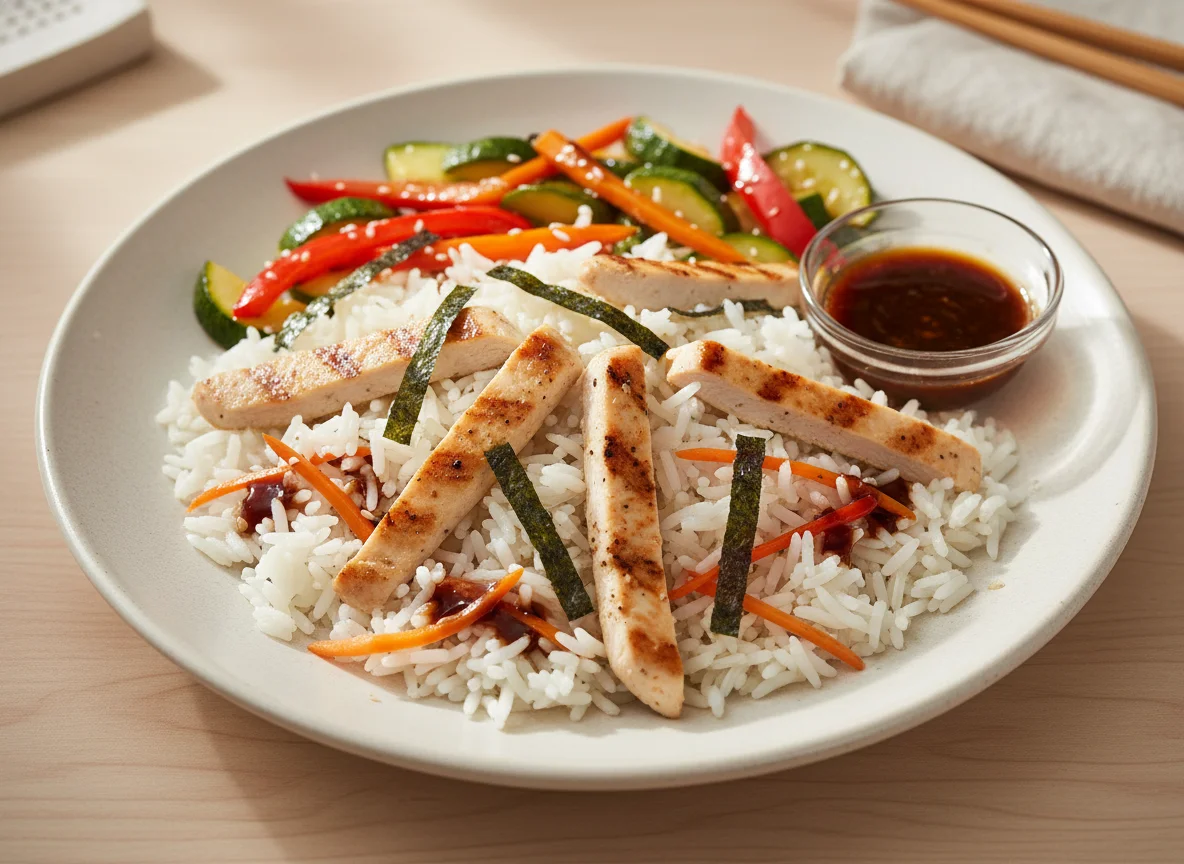 Reisgericht mit Hähnchen und Gemüse photo