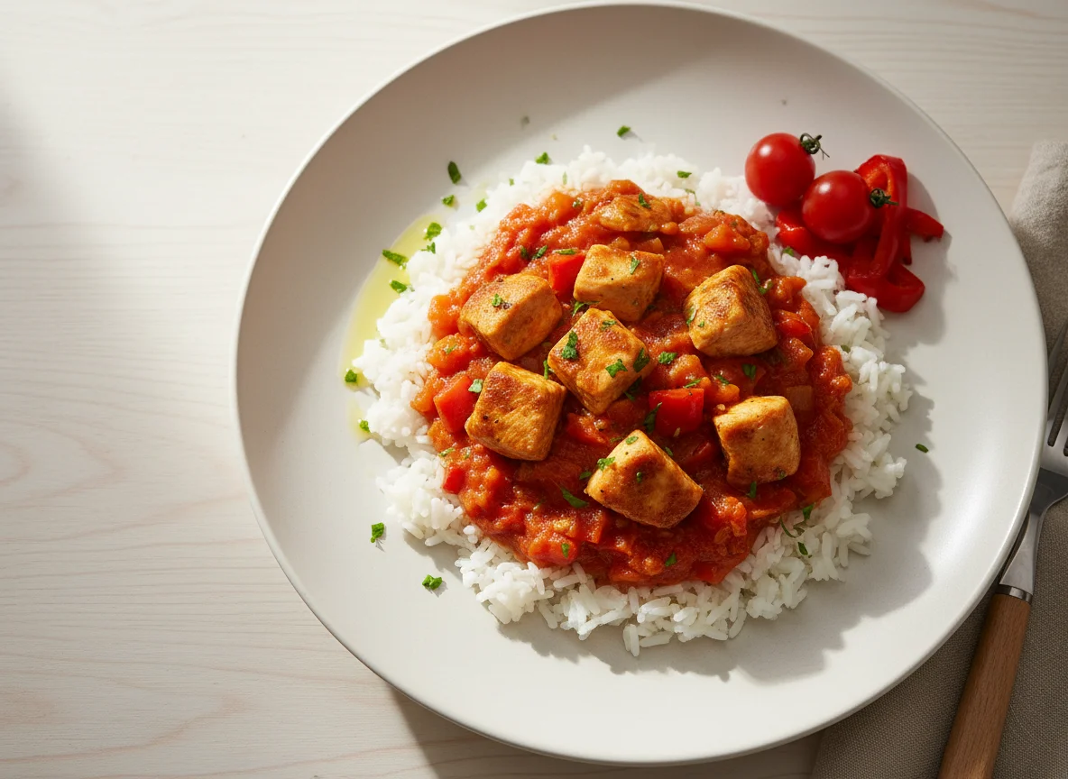 Reisgericht mit Huhn und Paprika photo