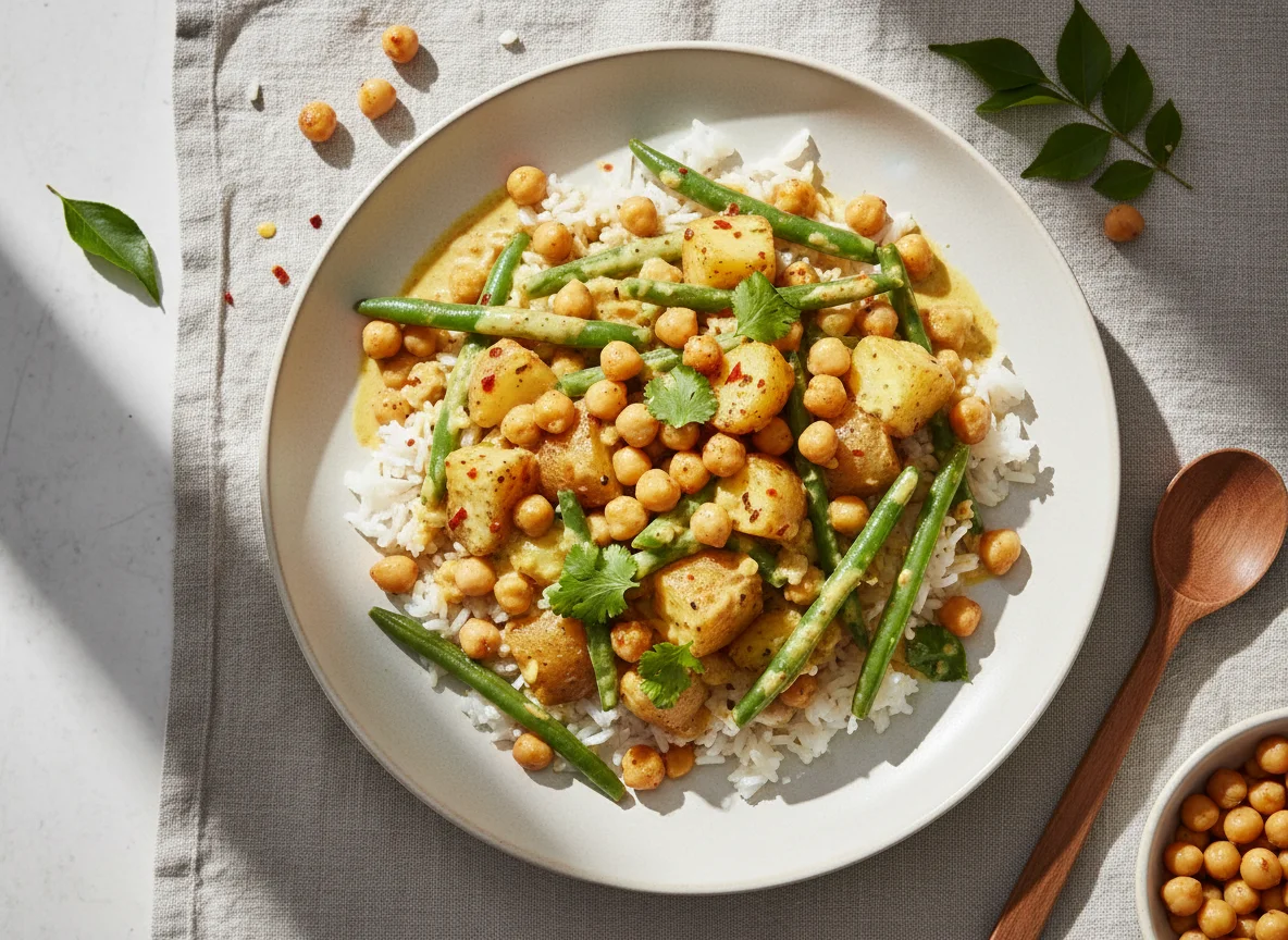 Reisgericht mit Kichererbsen und Gemüse photo
