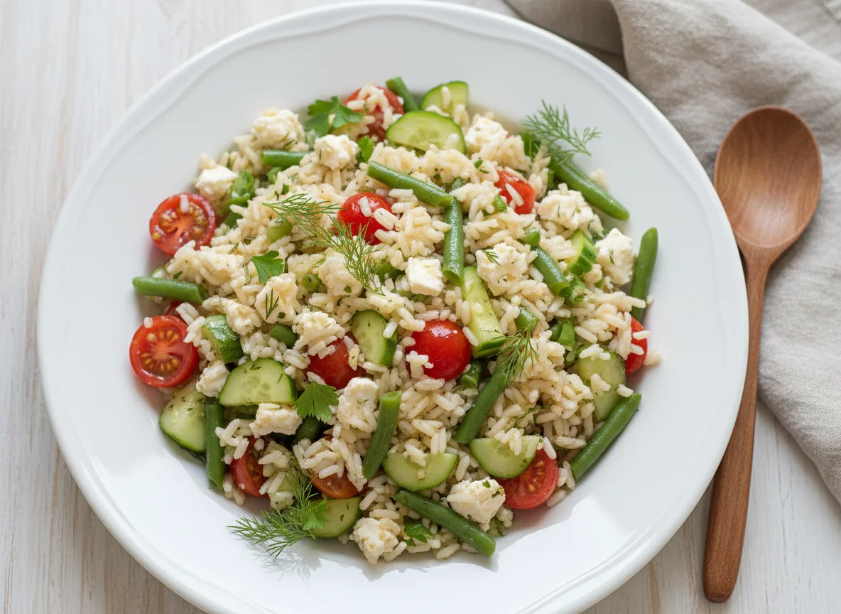 Reissalat mit Gemüse und Feta photo