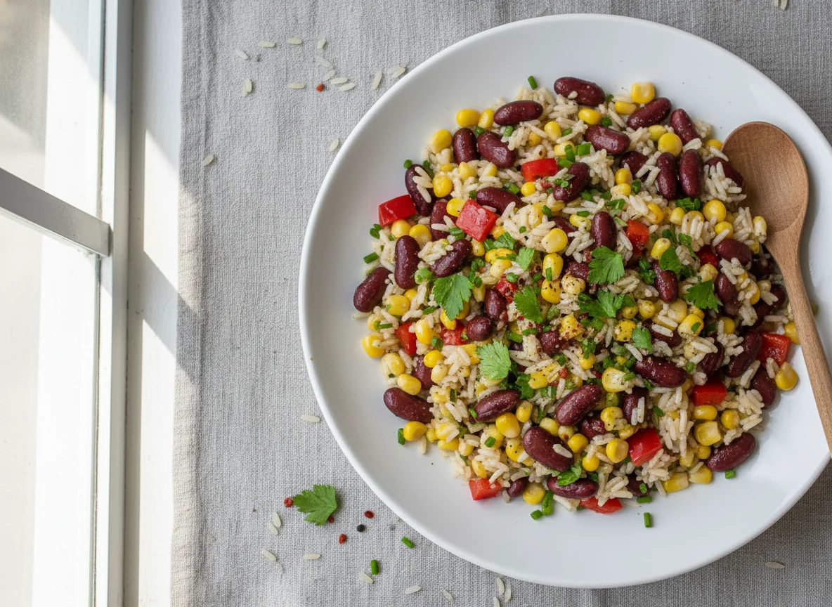 Reissalat mit Kidneybohnen und Mais photo