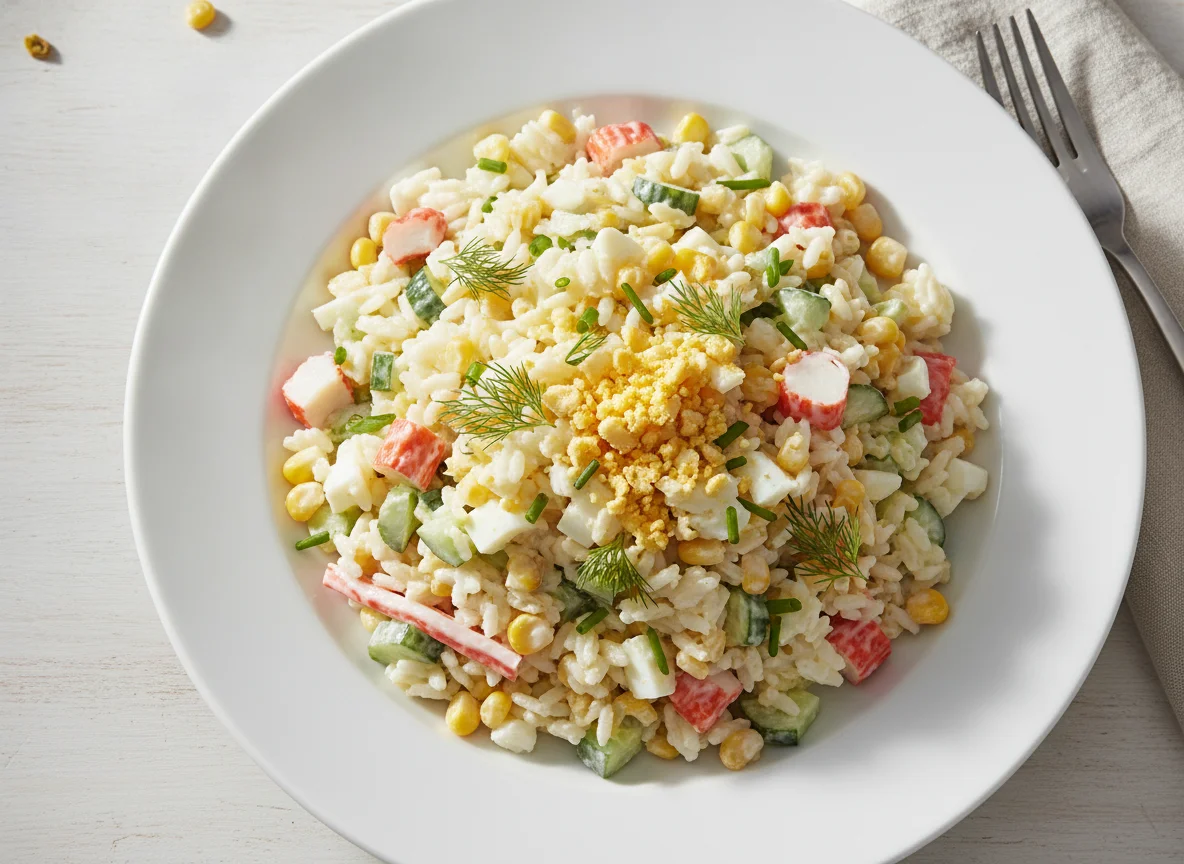 Reis-Salat mit Surimi und Gemüse photo