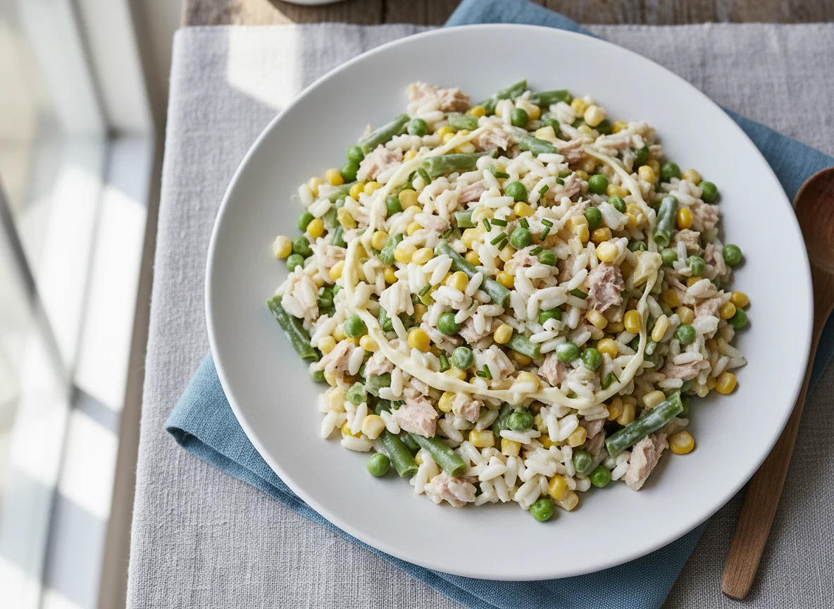 Reissalat mit Thunfisch und Gemüse photo