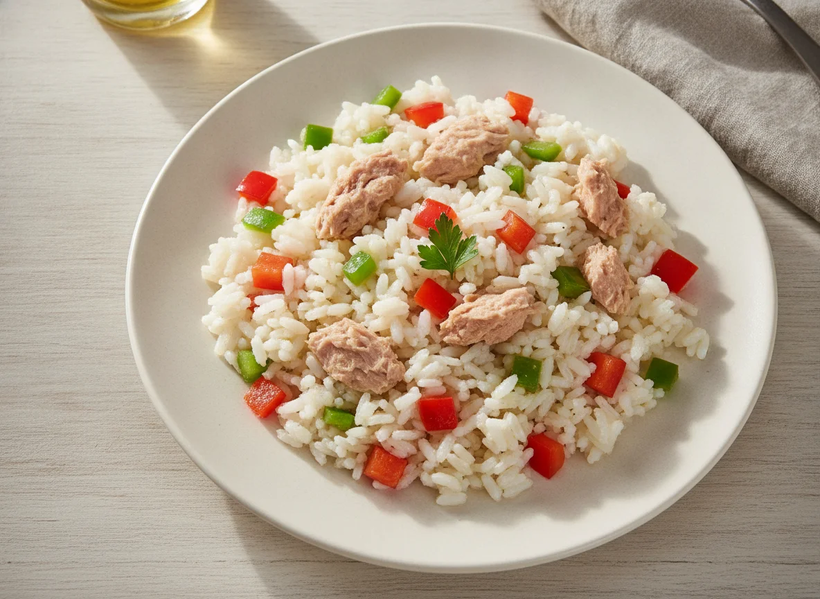 Reissalat mit Thunfisch und Paprika photo