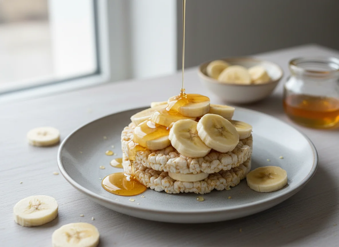 Reiswaffeln mit Banane und Honig photo