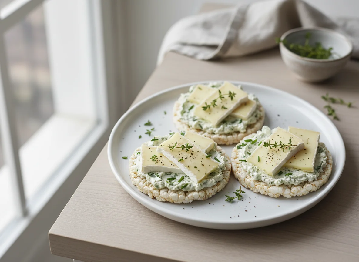 Reiswaffeln mit Frischkäse und Camembert photo