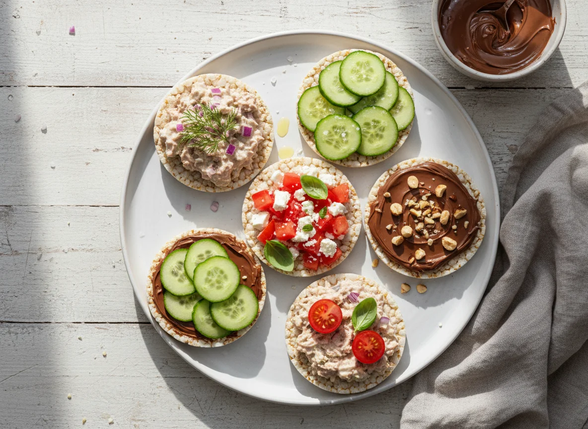 Reiswaffeln mit verschiedenen Belägen photo