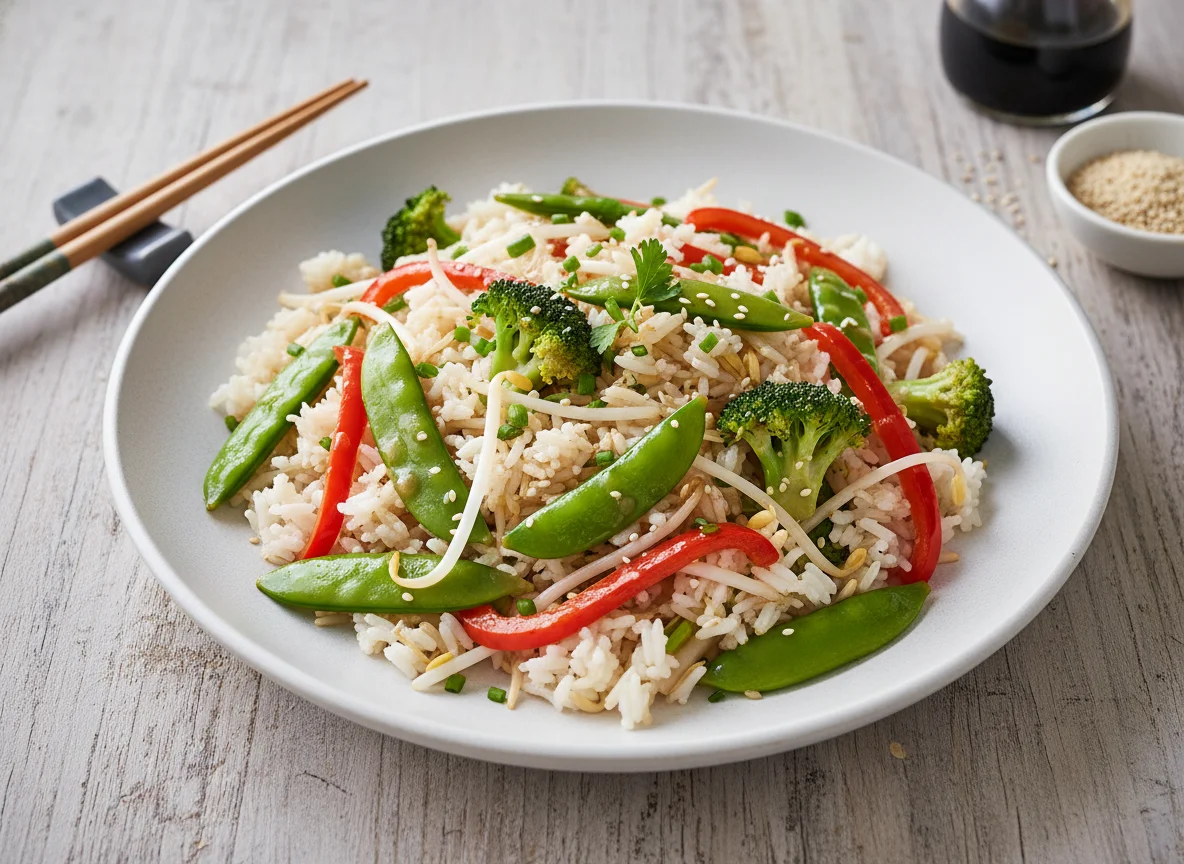 Reis-Wok mit Gemüse photo