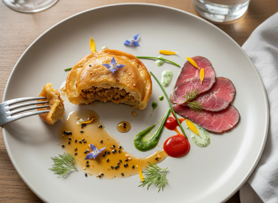 Reste eines Gourmet-Gerichts photo
