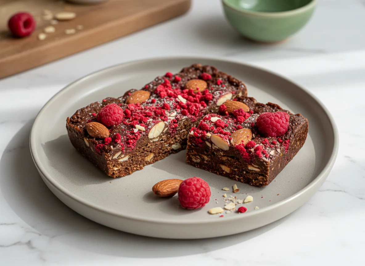 Riegel mit Himbeere und Mandel photo