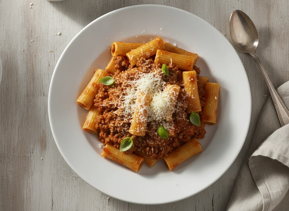 Rigatoni mit Bolognese-Sauce photo