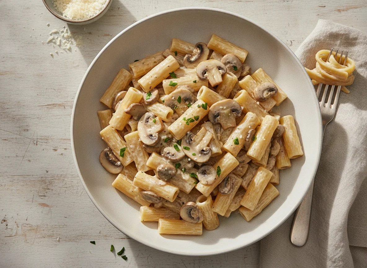 Rigatoni mit Pilz-Rahmsauce photo