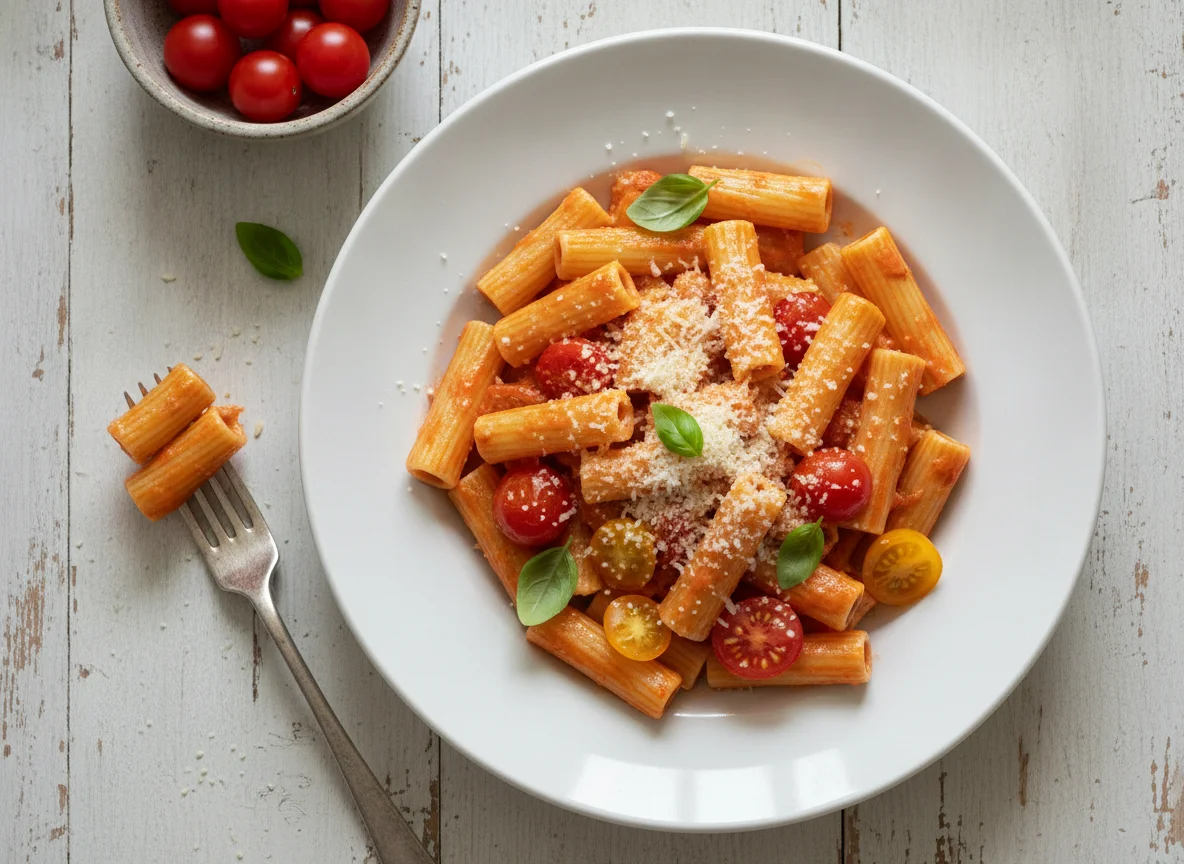 Rigatoni mit Tomaten-Sahnesauce photo