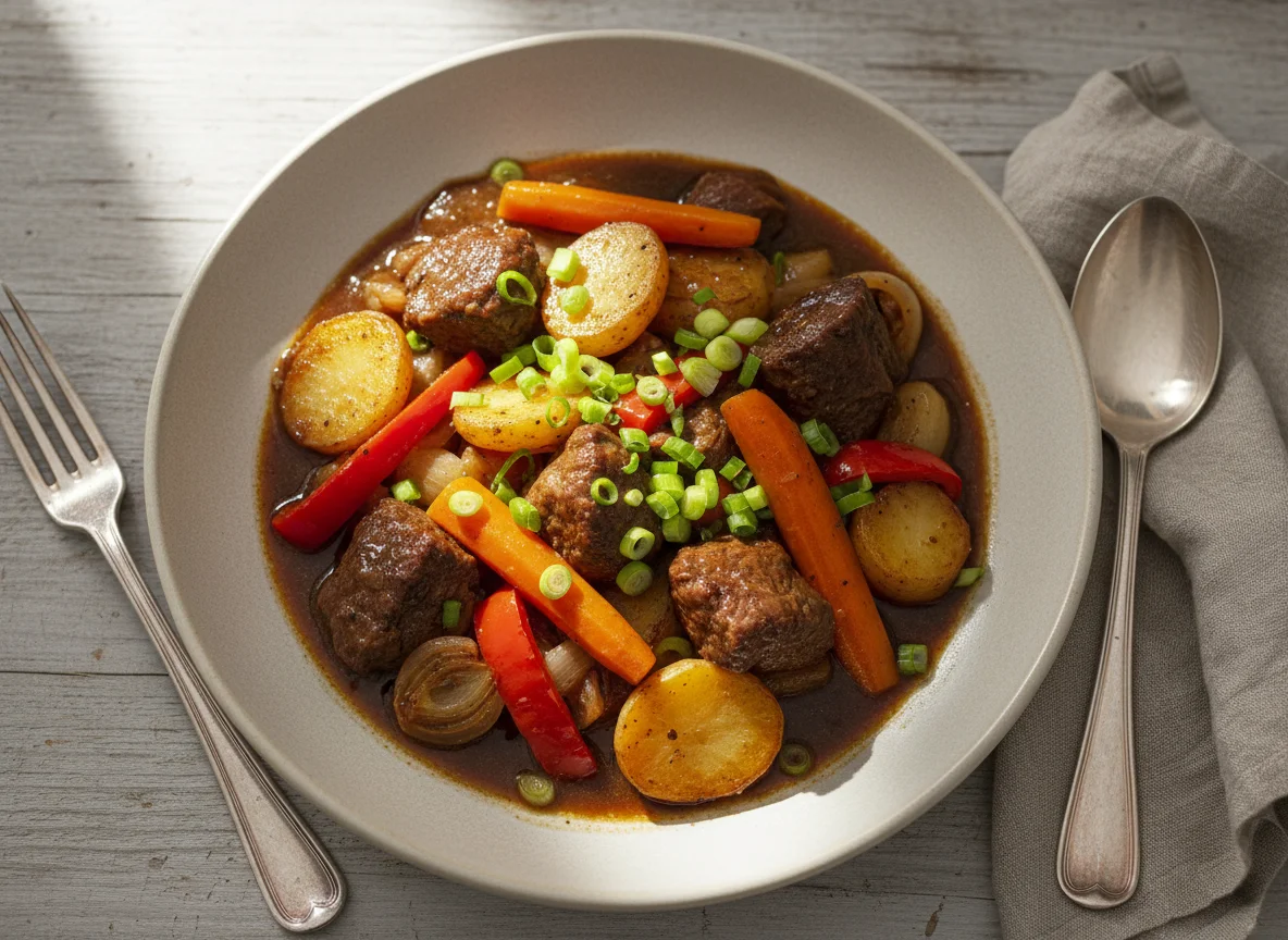 Rindereintopf mit Kartoffeln und Gemüse photo