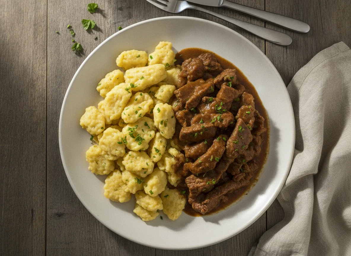 Rindergeschnetzeltes mit Spätzle photo