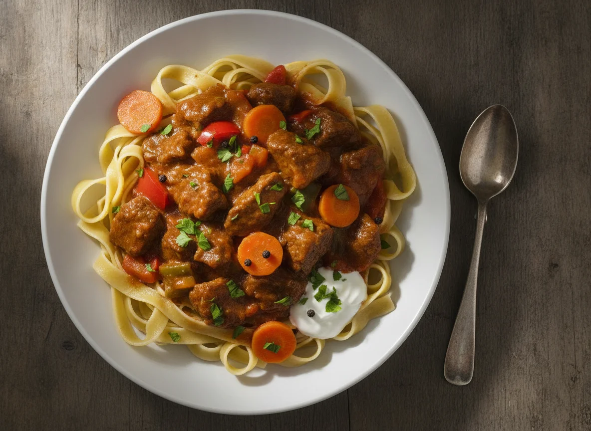 Rindergulasch mit Bandnudeln photo