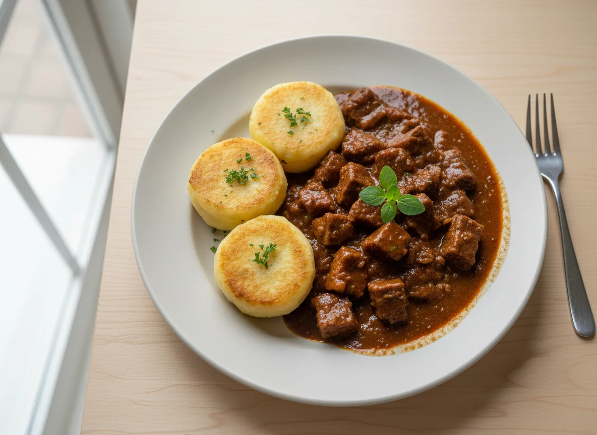 Rindergulasch mit Kartoffelklößen photo