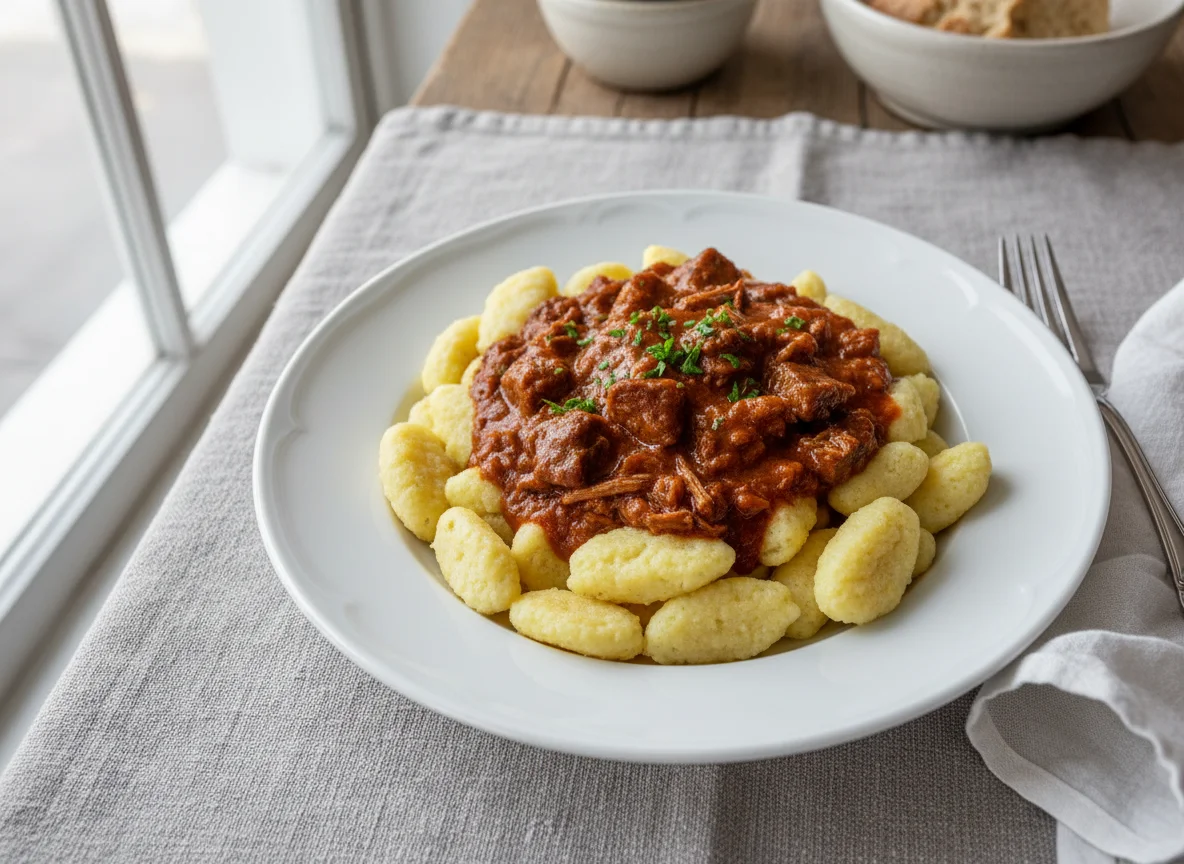 Rindergulasch mit Nockerl photo