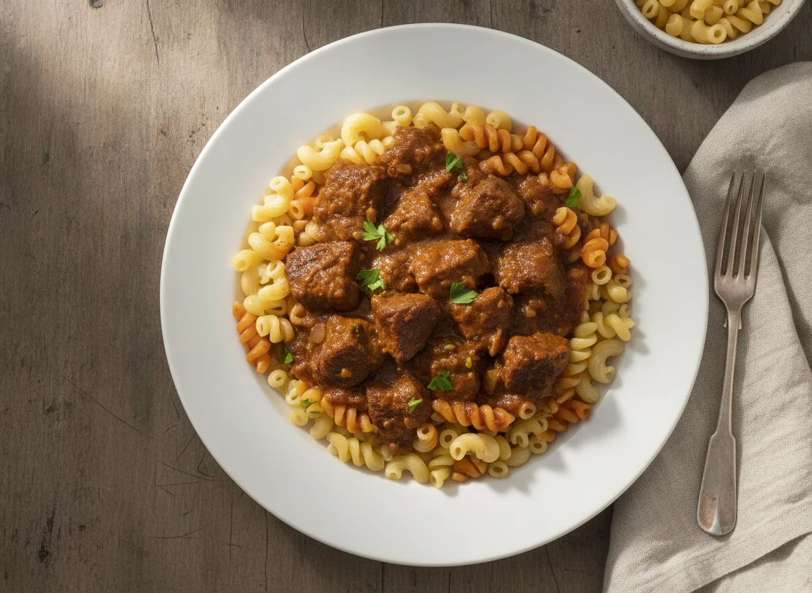 Rindergulasch mit Nudeln photo