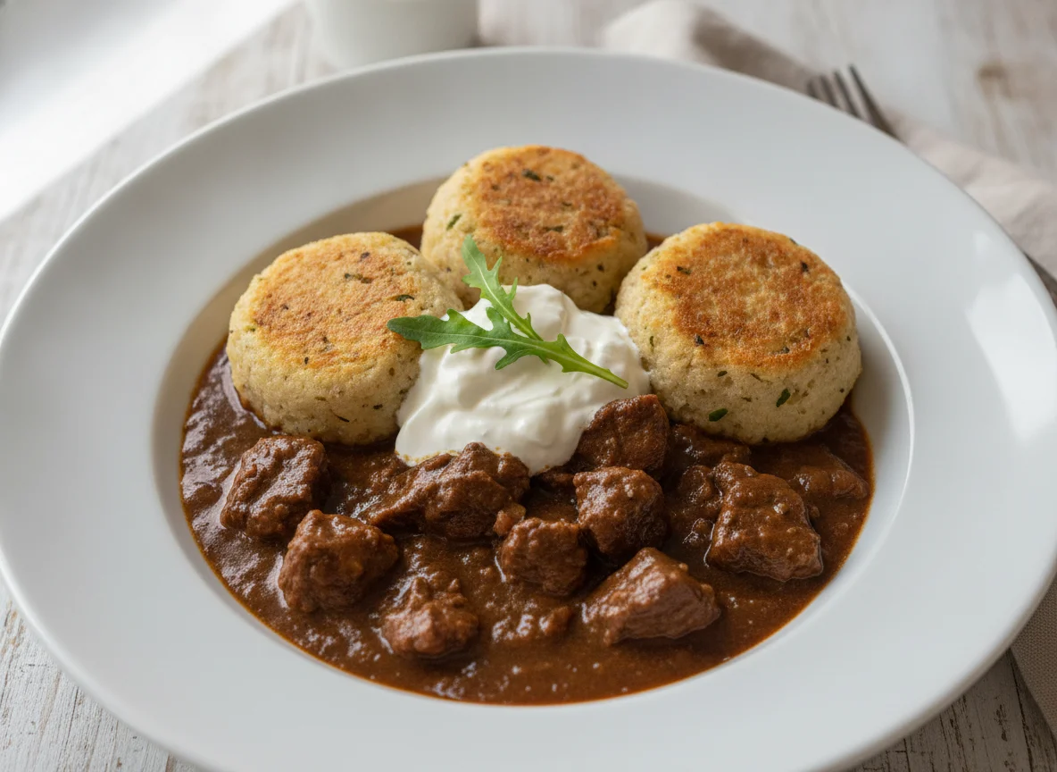 Rindergulasch mit Semmelknödeln photo