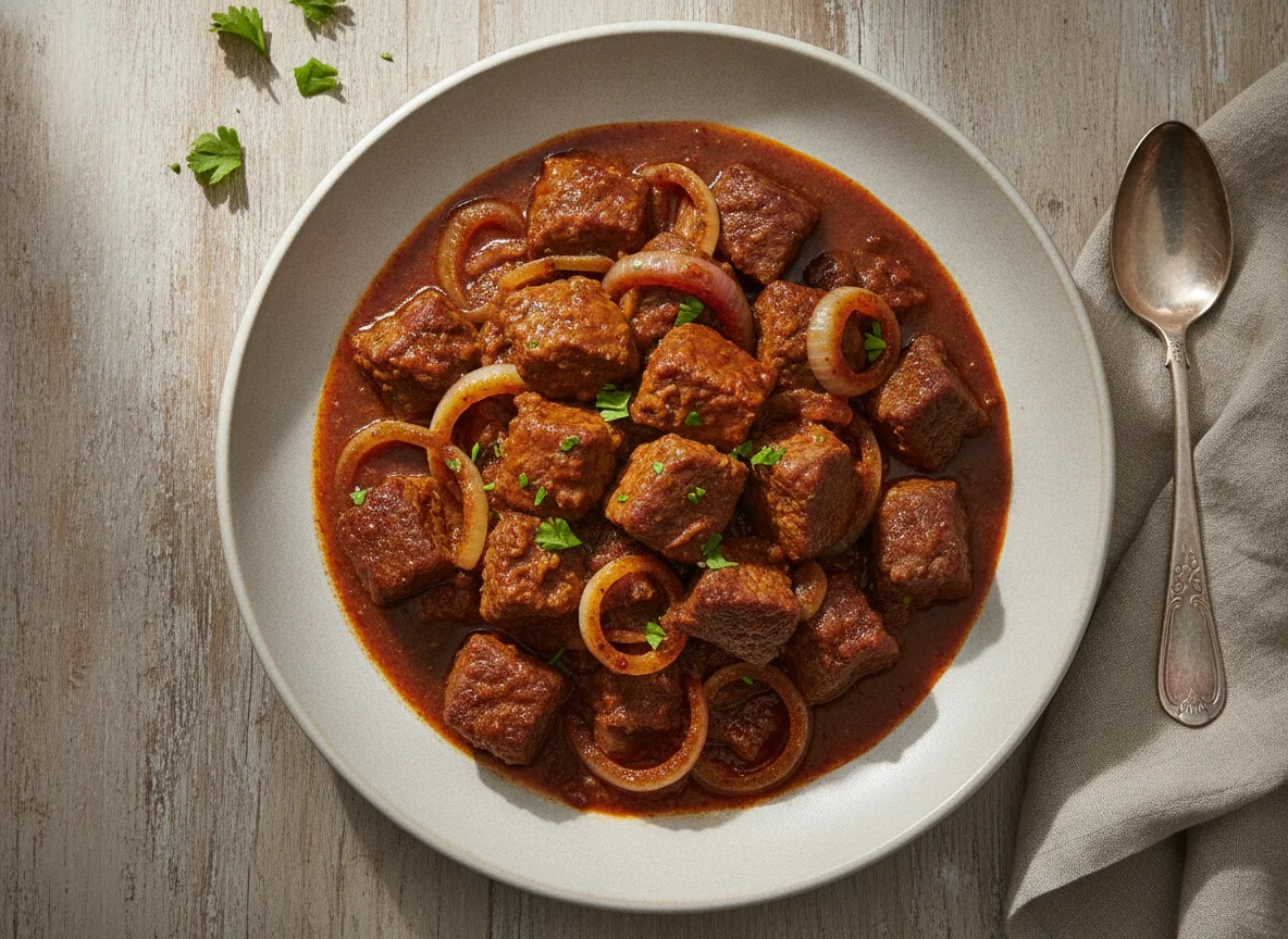 Rindergulasch mit Zwiebeln photo