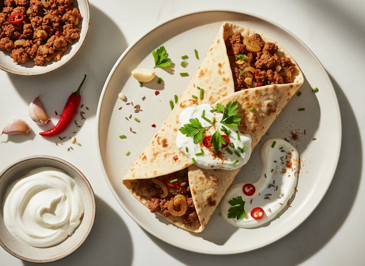 Rinderhackfleisch-Wrap photo