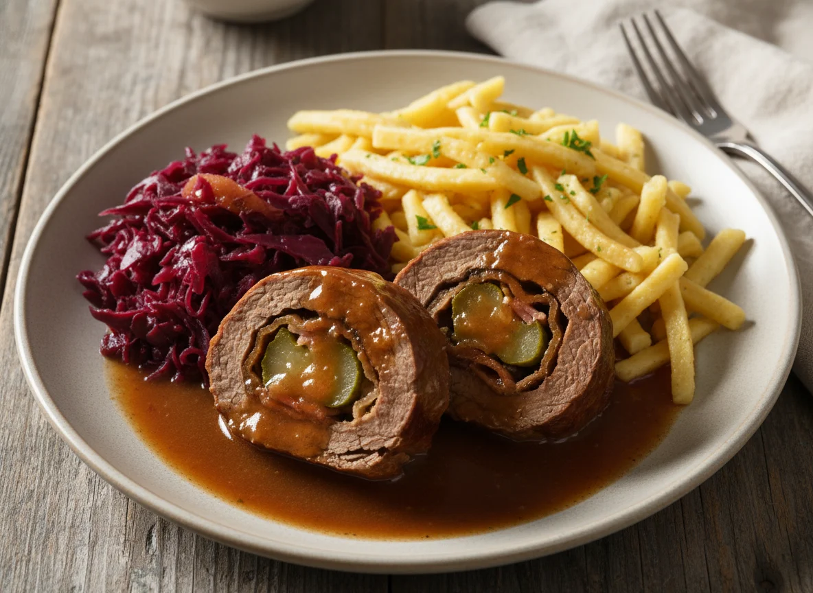 Rinderroulade mit Spätzle und Rotkohl photo