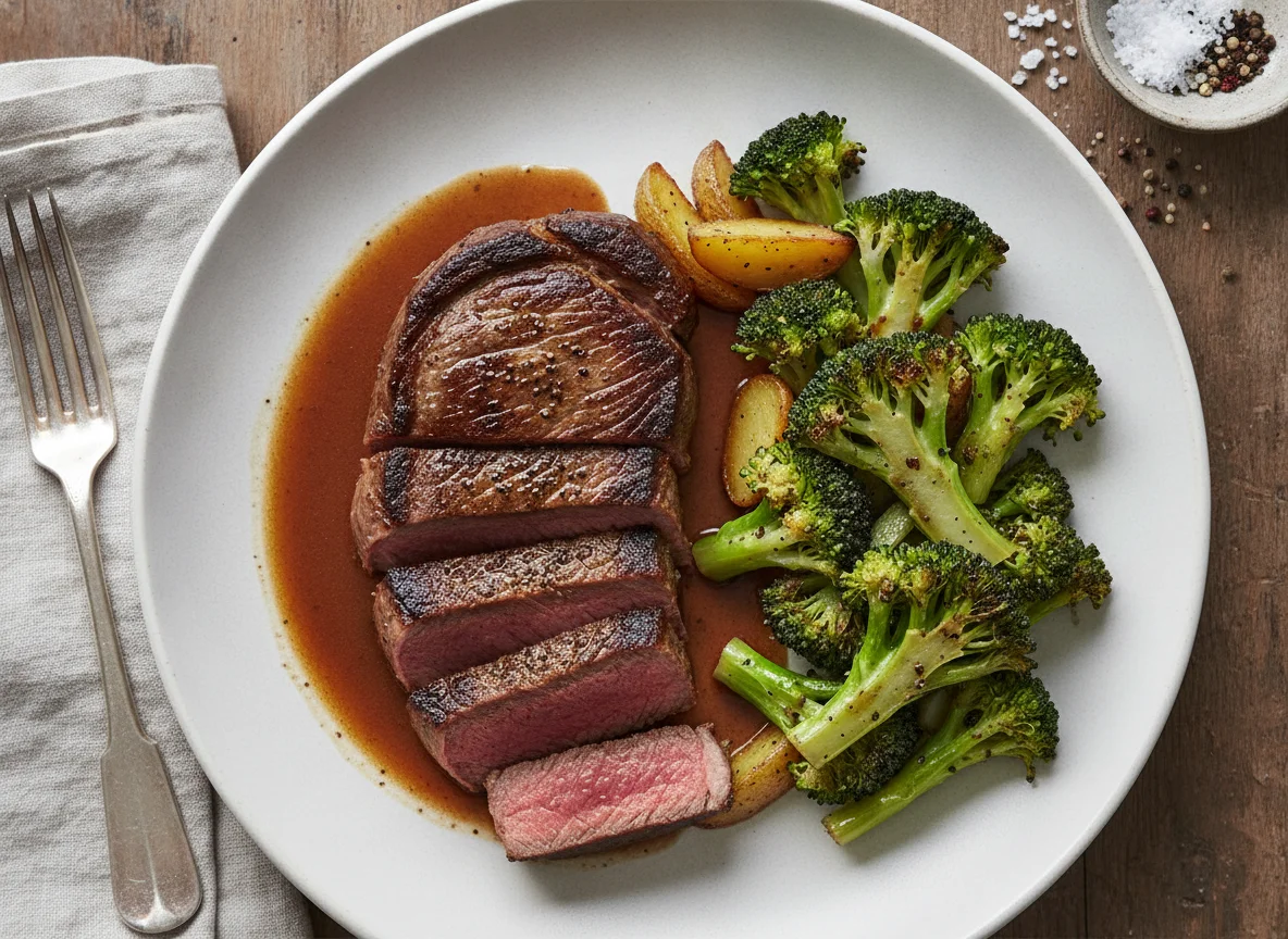 Rindersteak mit Brokkoli photo