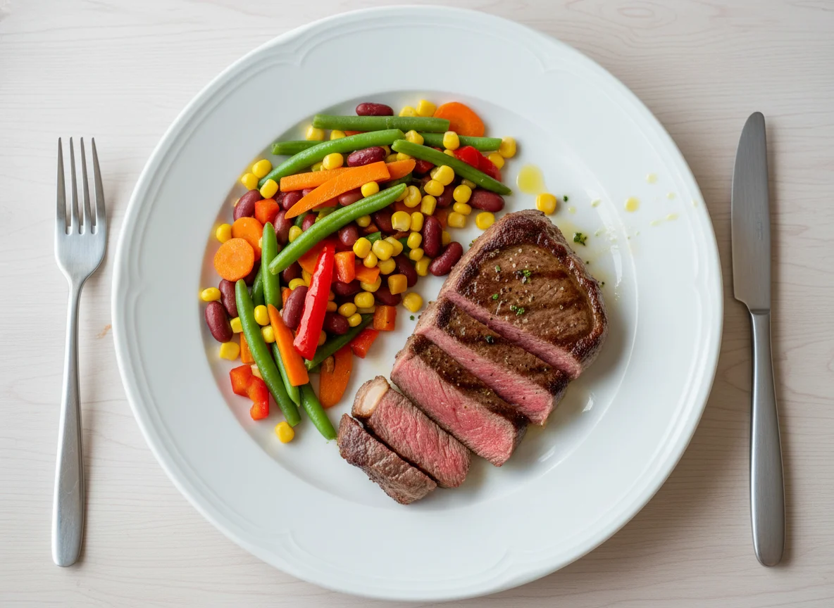 Rindersteak mit gemischtem Gemüse photo