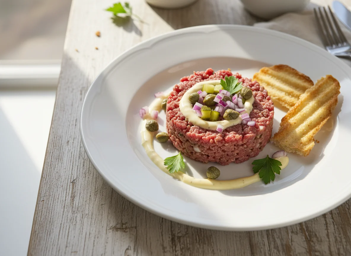 Rindertatar mit Beilagen photo