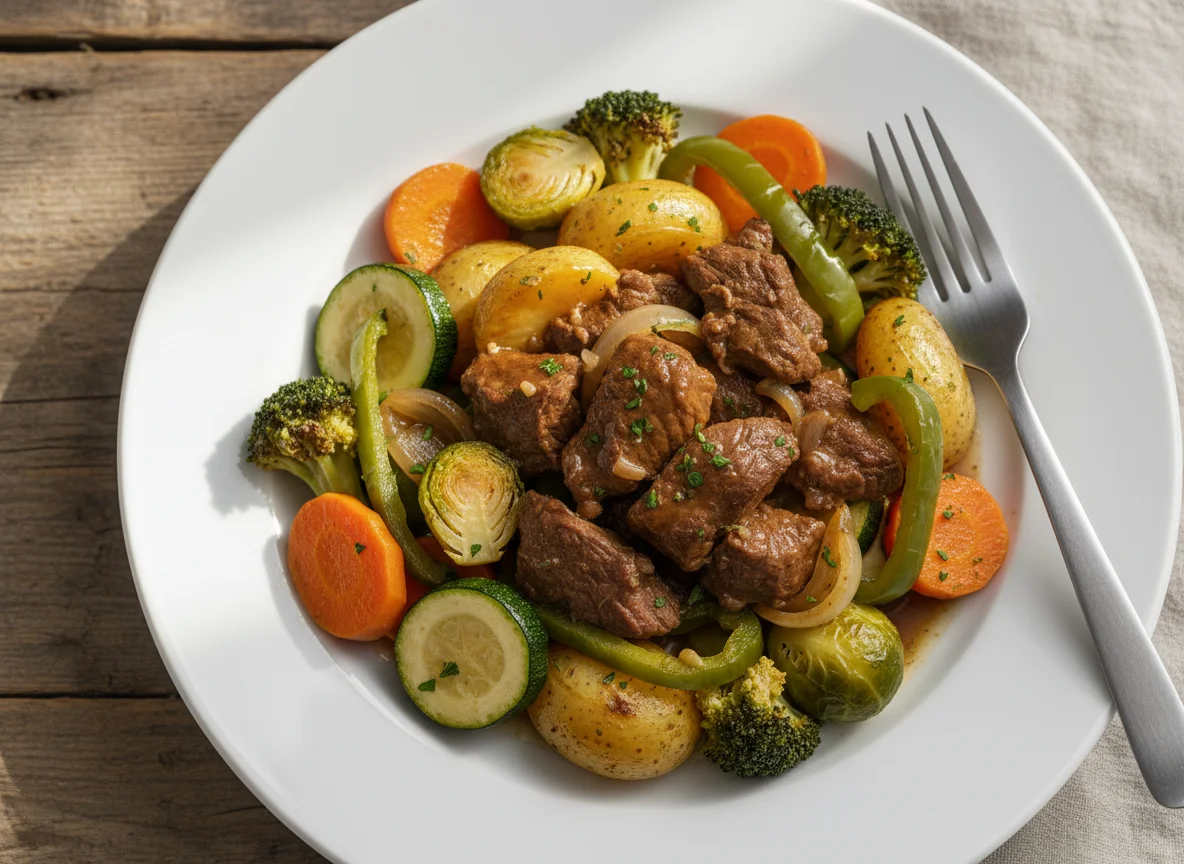 Rindfleisch mit Gemüse und Kartoffeln photo