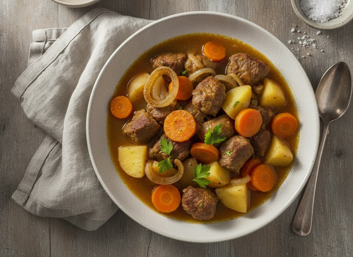 Rindfleischeintopf mit Kartoffeln und Karotten photo