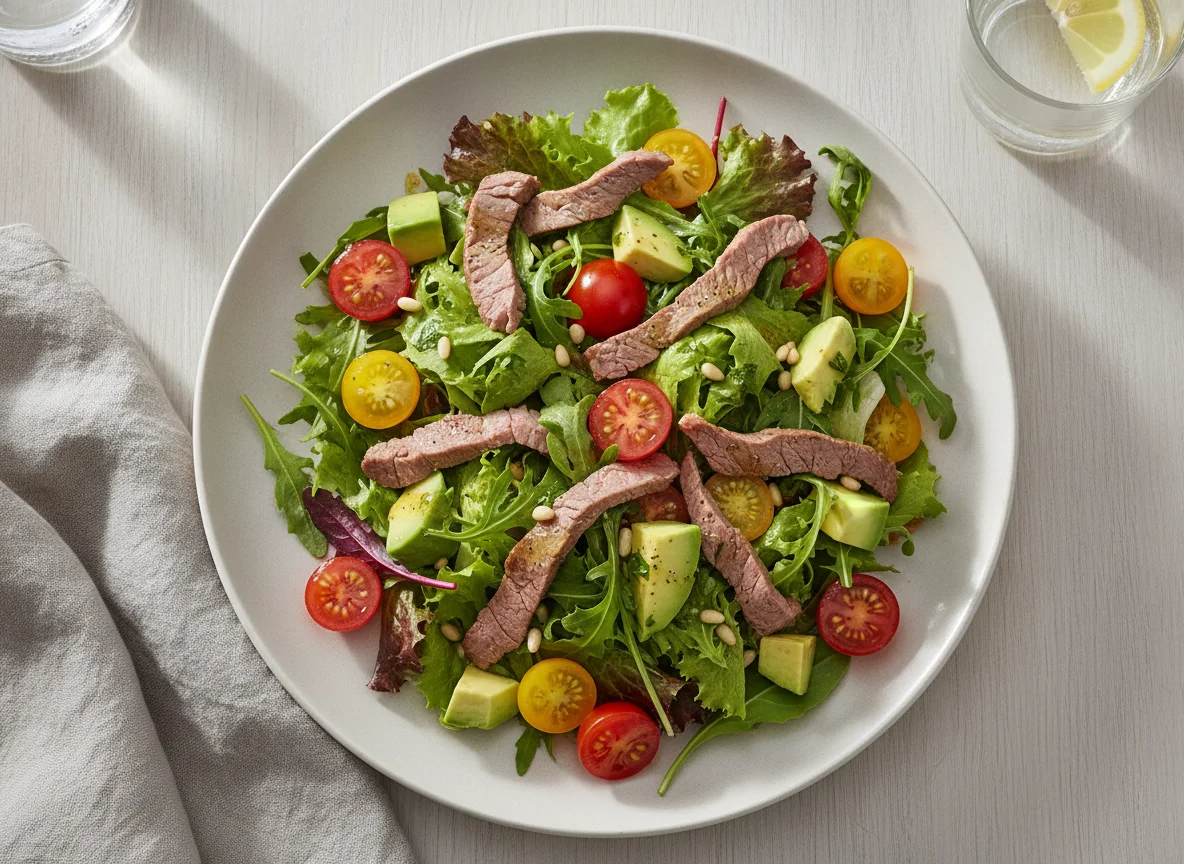 Rindfleischsalat mit Avocado und Tomaten photo
