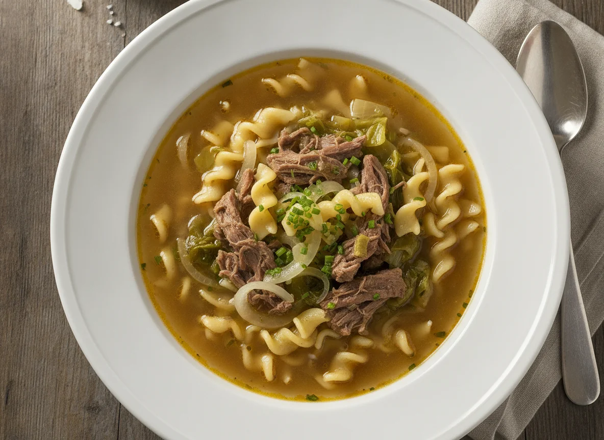Rindfleischsuppe mit Nudeln photo