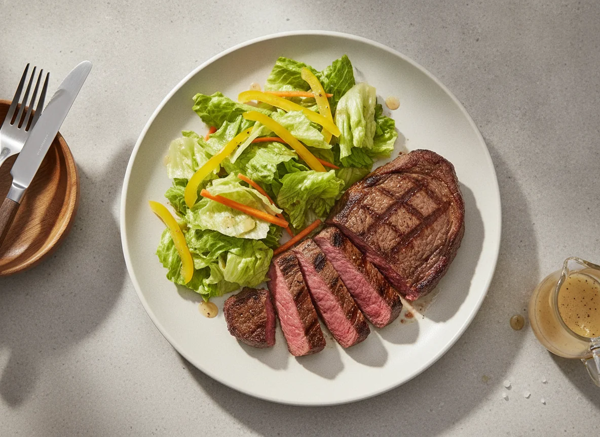 Rindssteak mit gemischtem Salat photo
