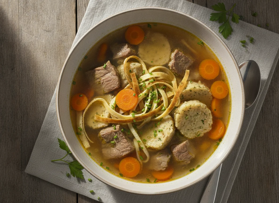 Rindsuppe mit Einlagen photo