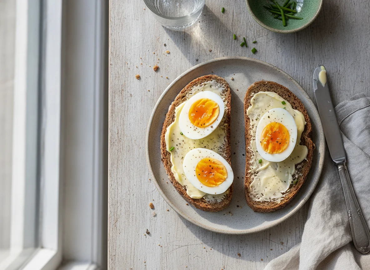 Roggenbrot mit gekochtem Ei photo