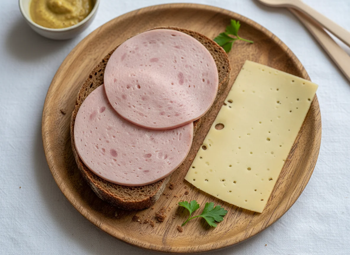 Roggenbrot mit Wurst und Käse photo