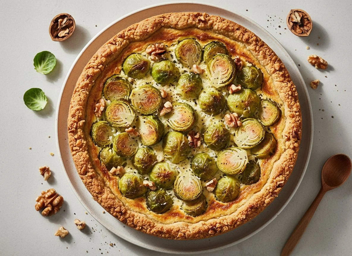 Rosenkohl-Quiche mit Walnuss-Mürbeteig photo