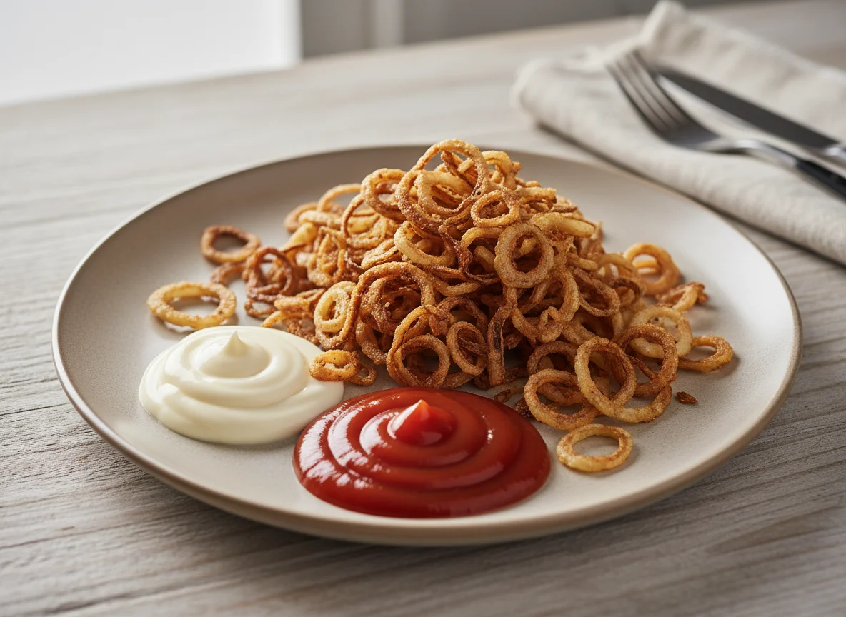 Röstzwiebeln mit Saucen photo