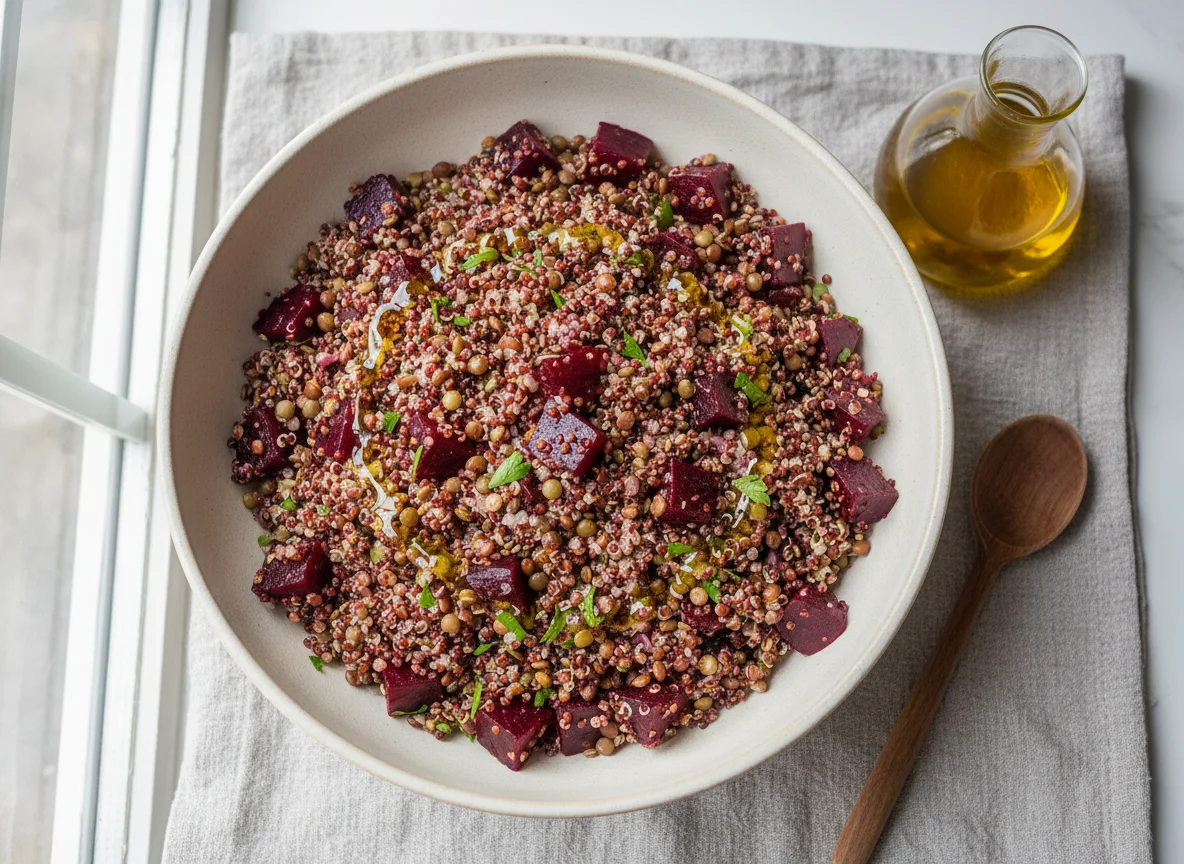 Rote Bete Quinoa Salat mit Linsen photo