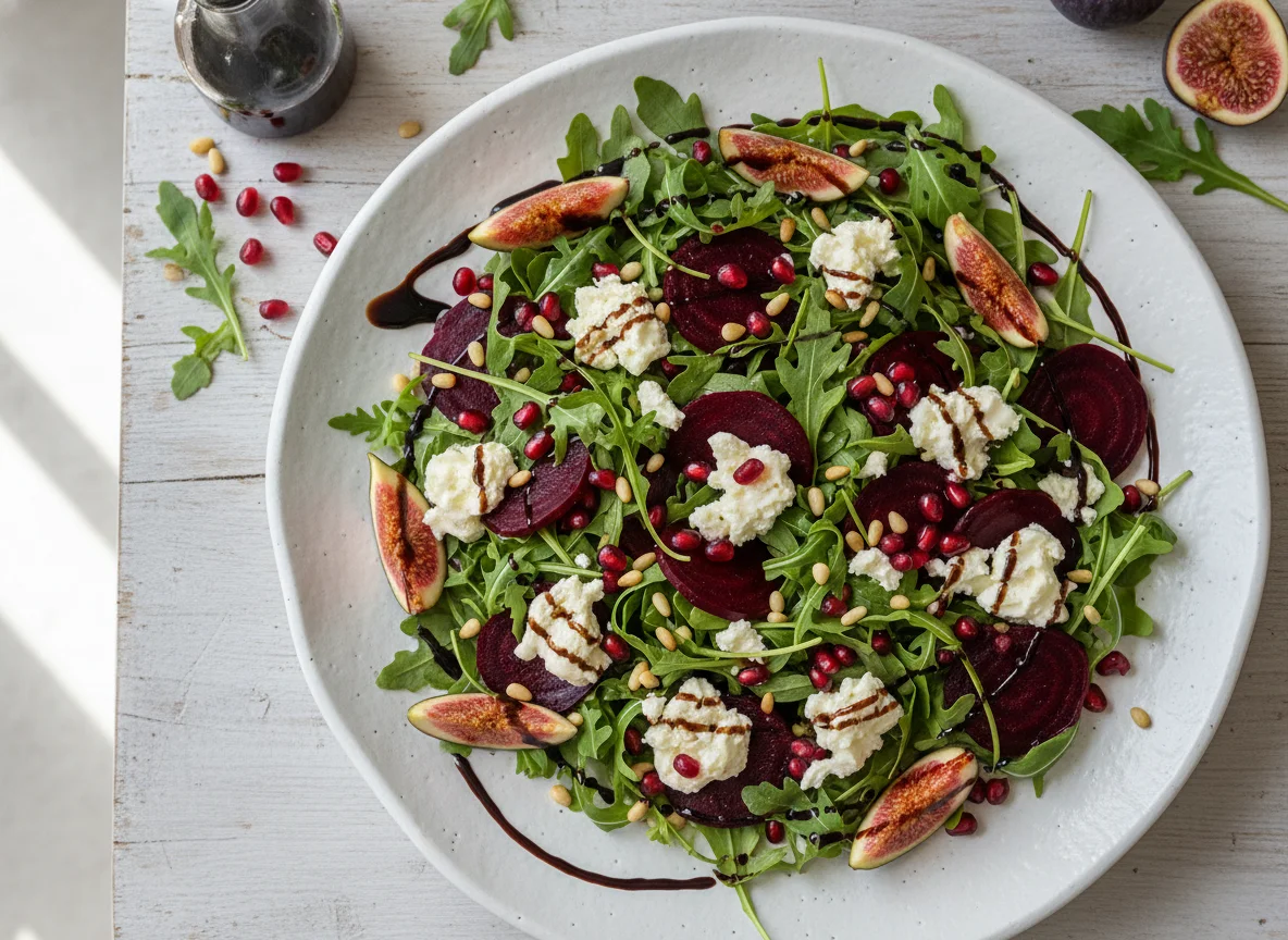 Rote Bete Salat mit Ziegenkäse und Rucola photo