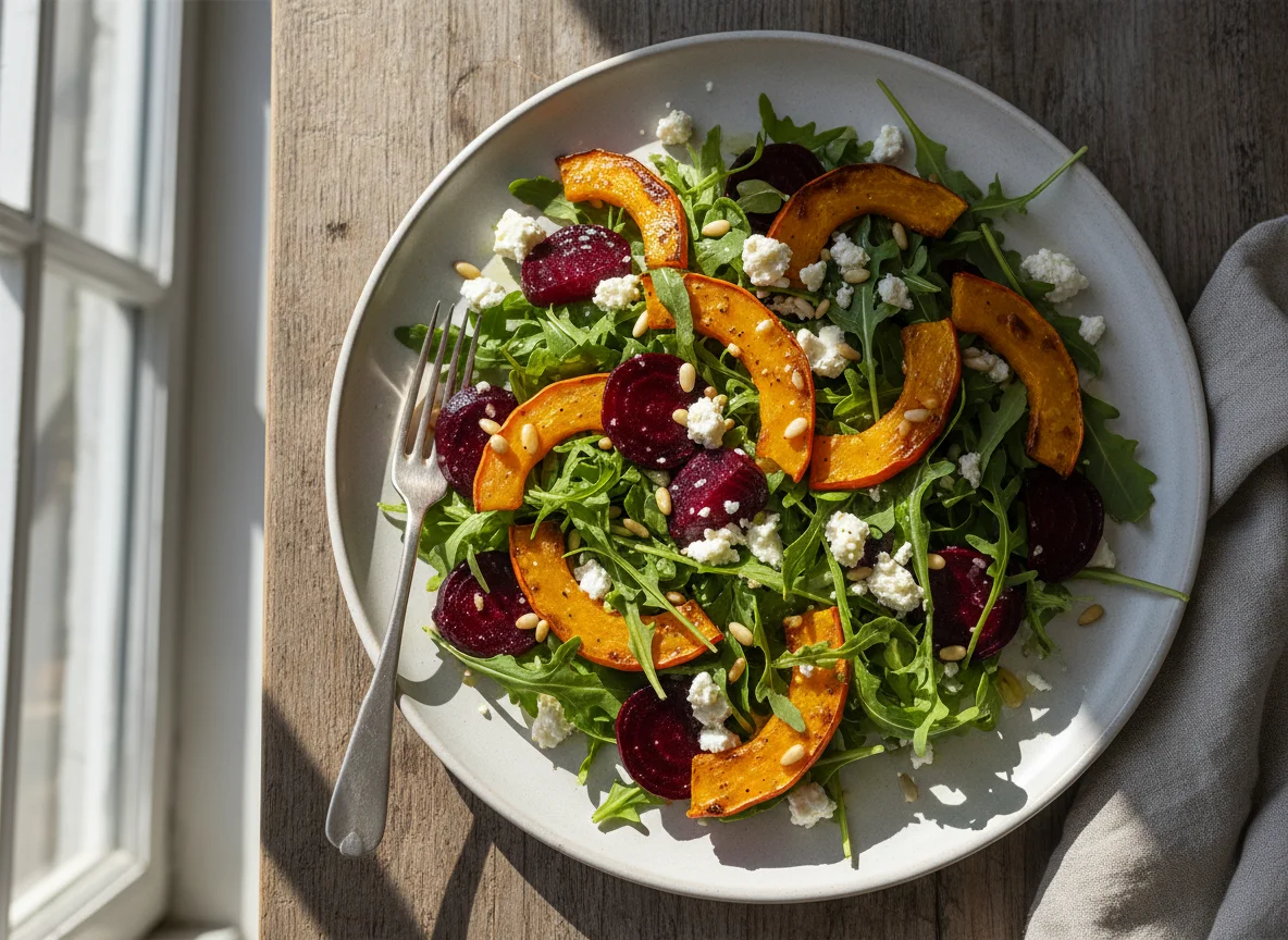Rote Bete und Kürbis Salat mit Feta photo