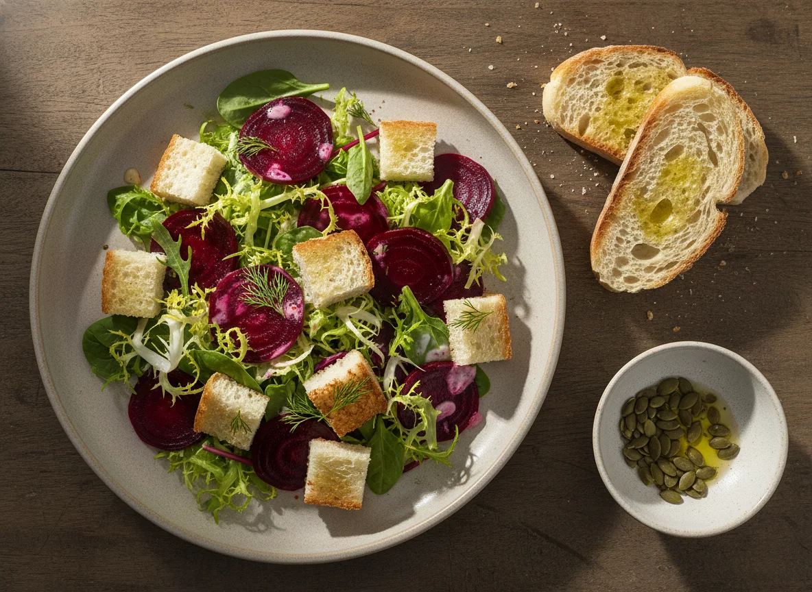 Rote-Bete-Salat mit Brot photo