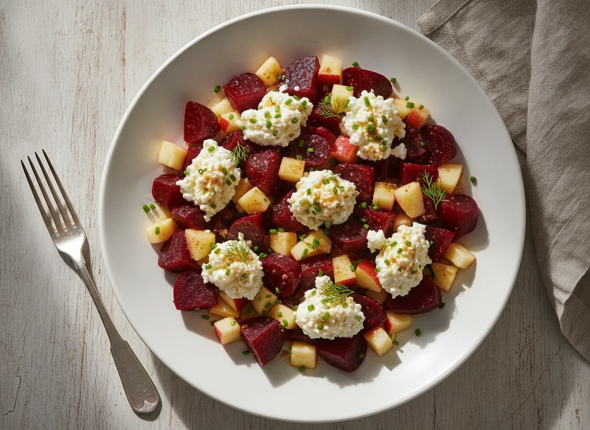 Rote-Bete-Salat mit Hüttenkäse photo