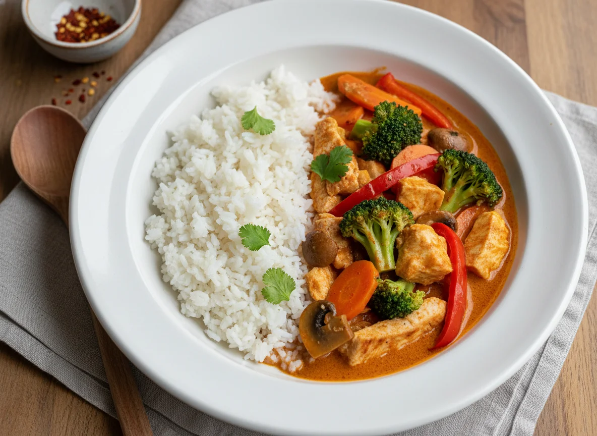 Rotes Curry mit Reis photo