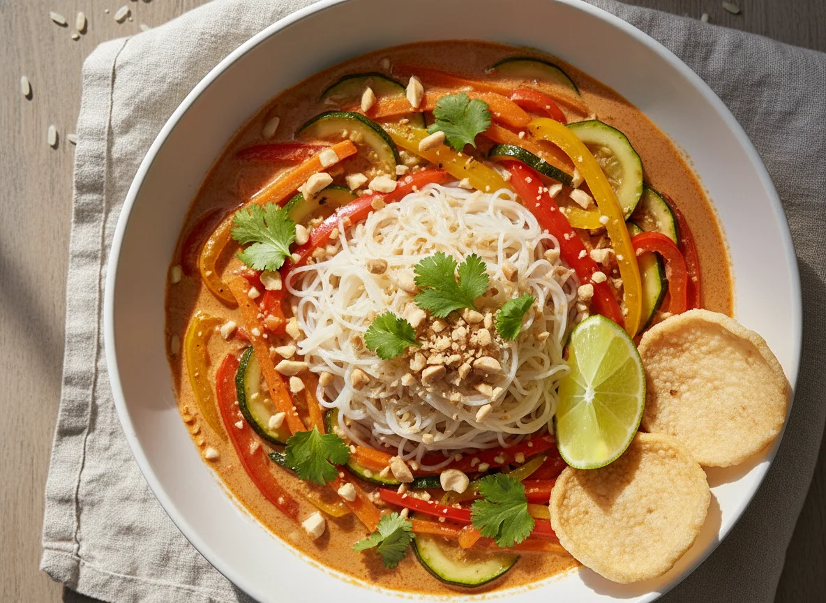Rotes Curry mit Reisnudeln photo